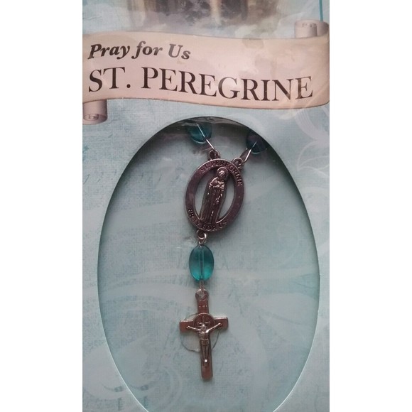 St Peregrine  Medal Pendant and  Crucifix with Medal on Chain - Picture 2 of 5